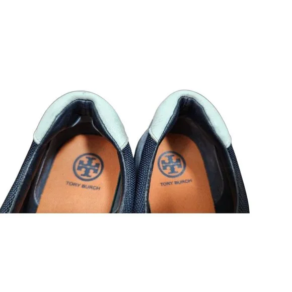 Tory Burch Navy Suede Mesh Sneakers Women’s 9.5 Suede Textile Upper Logo Trainer - Picture 9 of 14